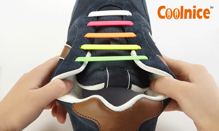 中国coolnice酷奈斯硅胶免绑懒人鞋带成人16根天蓝色